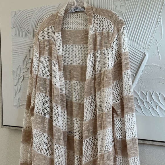 Retro Threads Women's SZ XL Tan Cream 100% Polyester Cardigan - Picture 2 of 13